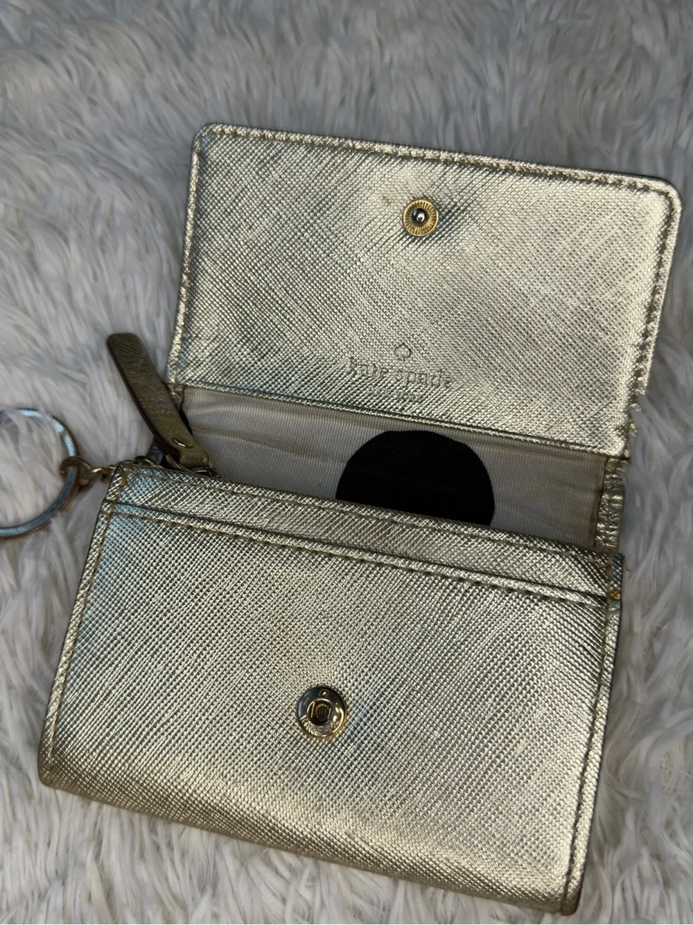 kate spade metallic gold compact trifold wallet